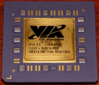 VIA C3 1.2GHz Processor Nehemiah C5XL (133MHzx9) 1.45V CPU Socket 370 (aus IBM SurePOS 300) Centaur Technology/TSMC Taiwan 2003